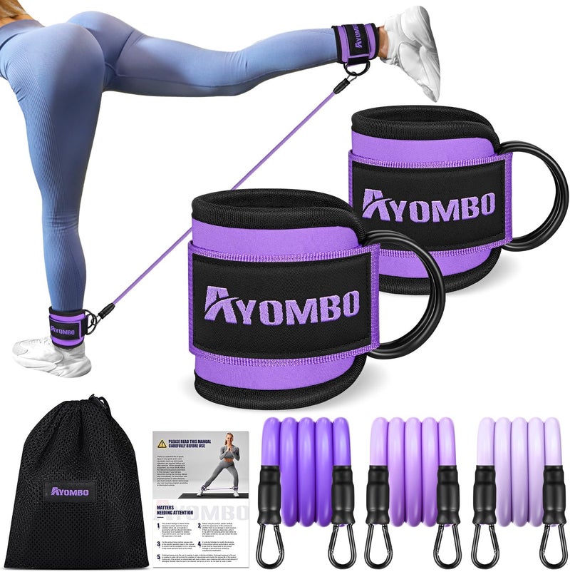 Ayombo Ankle Resistance Bands with Cuffs, Home Gym Workout Equipment, Lifting Glute Butt Exercise Equipment for Women, Ankle Weights Fitness Set, Leg Booty Equipment for Training Perfect Body Shape - Image 1
